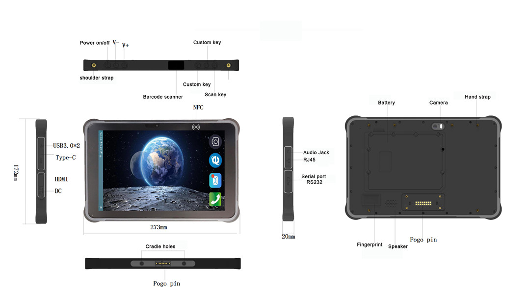 Q10 minangka tablet windows awet kanthi maca RFID 125Hz