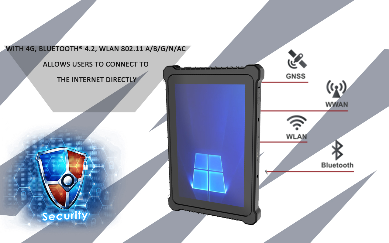 Q10S, NFC 4G LTE 10 Inch IPS Rug PC Noutbuk Kompýuter senagaty, SIM kartasy bolan IP68 Suw geçirmeýän Windows planşeti