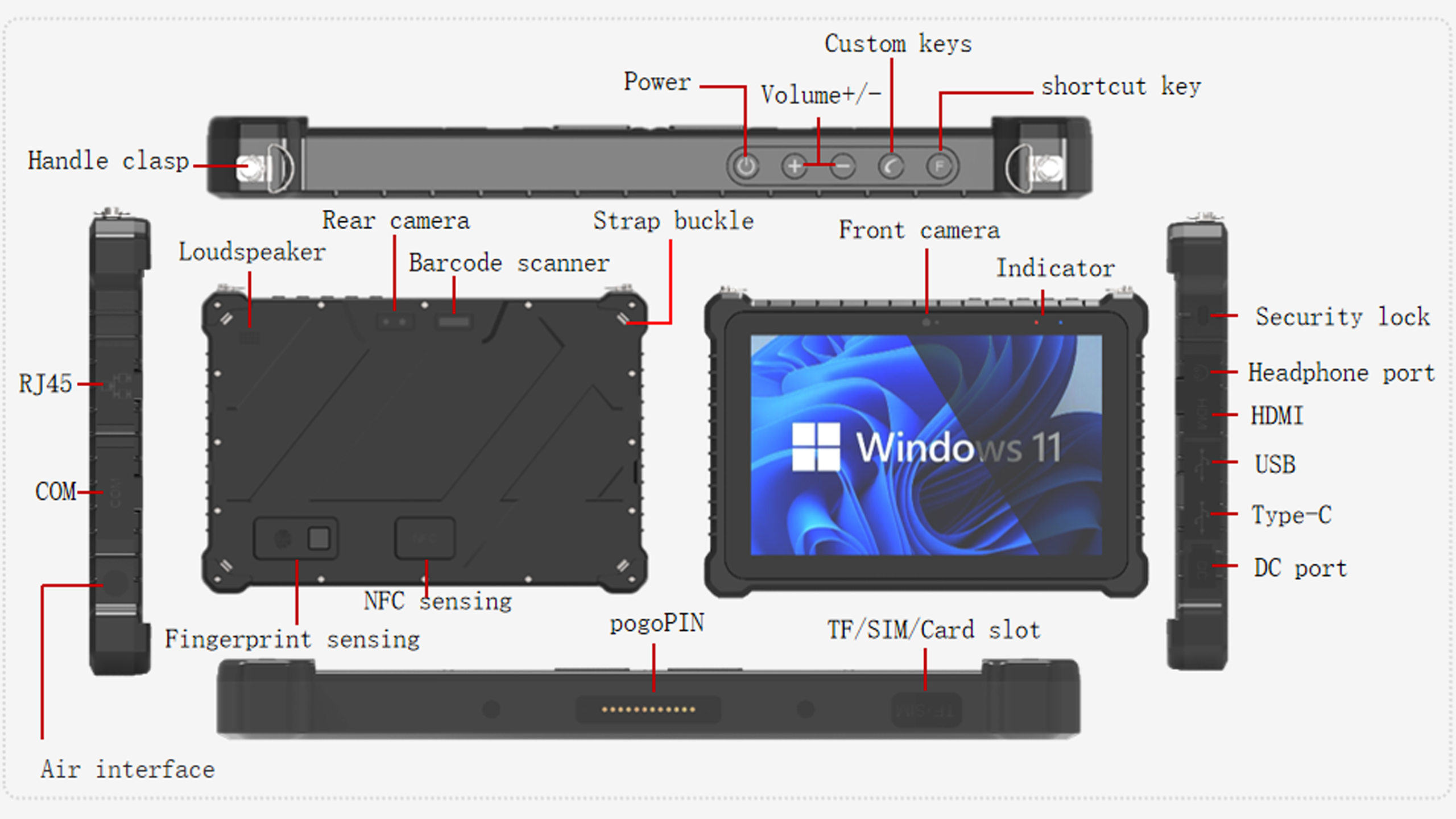 Q10S is aRugged Tablet Windows with RJ45 Ethernet port Industrial Tablet PC Rugged Tablet pc ip68