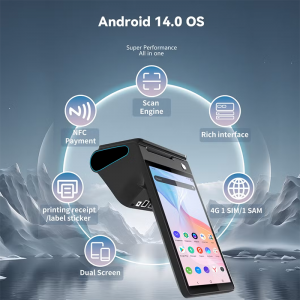 All in One Android POS System 8 Inch Cash Register Machine 80mm Thermal Receipt Printer for Gas Station Supermarket